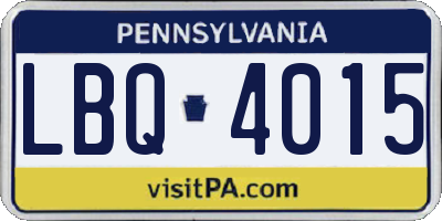 PA license plate LBQ4015