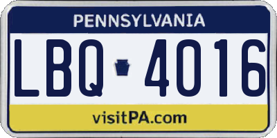 PA license plate LBQ4016