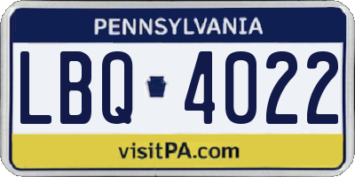 PA license plate LBQ4022