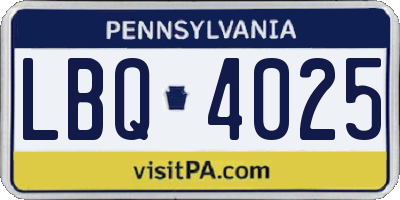 PA license plate LBQ4025