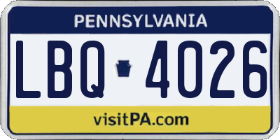 PA license plate LBQ4026