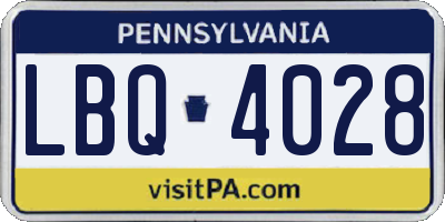 PA license plate LBQ4028