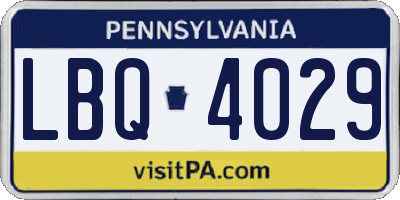 PA license plate LBQ4029