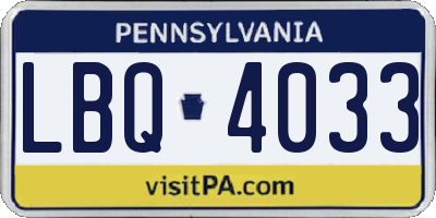 PA license plate LBQ4033