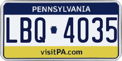 PA license plate LBQ4035
