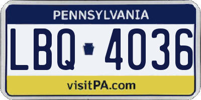 PA license plate LBQ4036