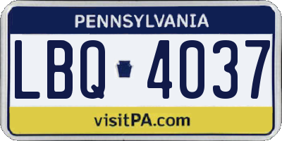 PA license plate LBQ4037