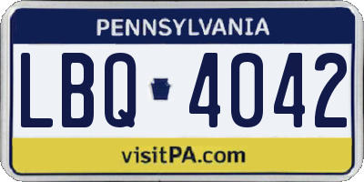 PA license plate LBQ4042