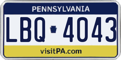 PA license plate LBQ4043
