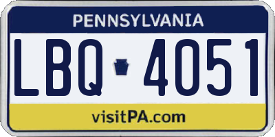 PA license plate LBQ4051