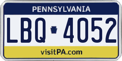 PA license plate LBQ4052