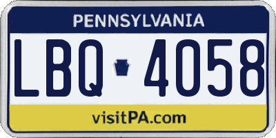 PA license plate LBQ4058