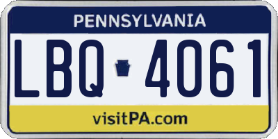 PA license plate LBQ4061