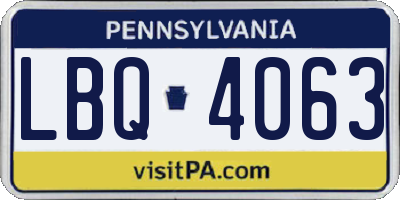 PA license plate LBQ4063