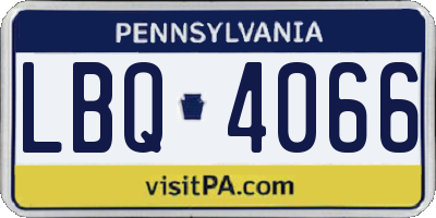 PA license plate LBQ4066