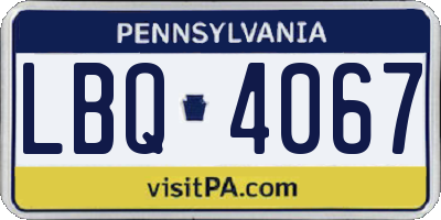 PA license plate LBQ4067