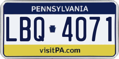 PA license plate LBQ4071