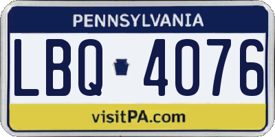 PA license plate LBQ4076