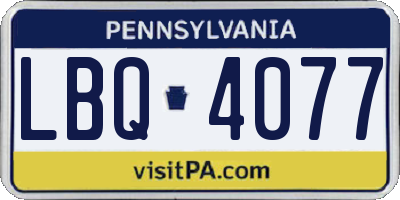 PA license plate LBQ4077