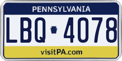 PA license plate LBQ4078
