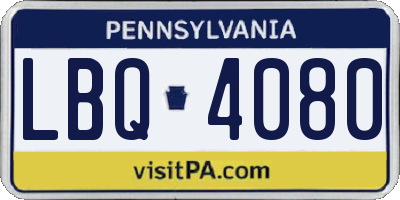 PA license plate LBQ4080