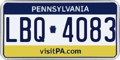 PA license plate LBQ4083