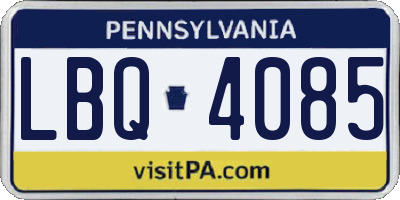 PA license plate LBQ4085