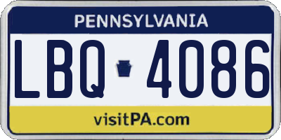 PA license plate LBQ4086