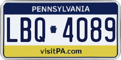 PA license plate LBQ4089