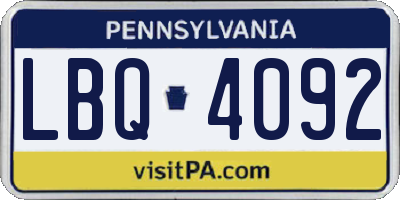 PA license plate LBQ4092