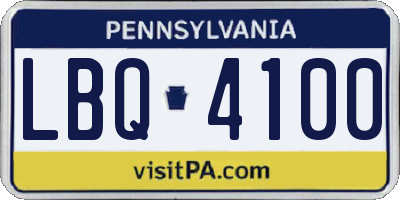 PA license plate LBQ4100
