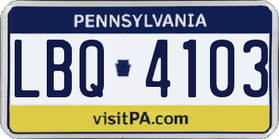 PA license plate LBQ4103