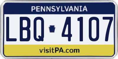 PA license plate LBQ4107