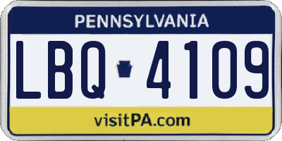 PA license plate LBQ4109