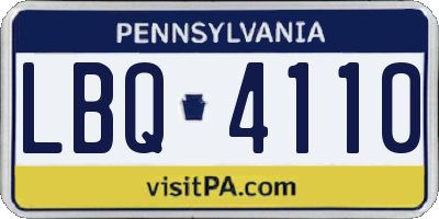 PA license plate LBQ4110