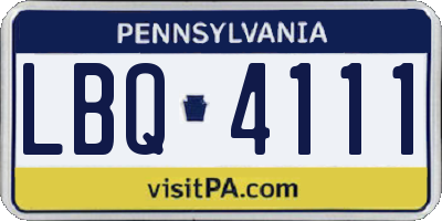 PA license plate LBQ4111