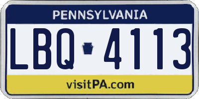 PA license plate LBQ4113