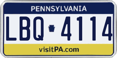 PA license plate LBQ4114