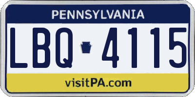 PA license plate LBQ4115