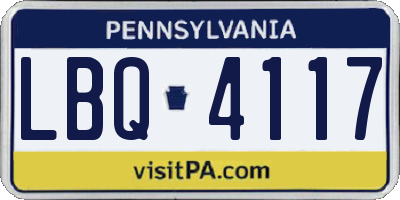PA license plate LBQ4117
