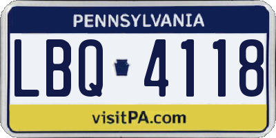 PA license plate LBQ4118