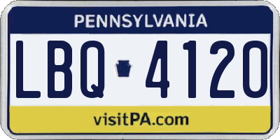 PA license plate LBQ4120