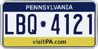 PA license plate LBQ4121