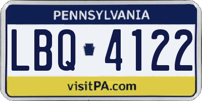 PA license plate LBQ4122