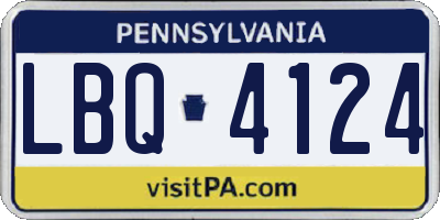 PA license plate LBQ4124