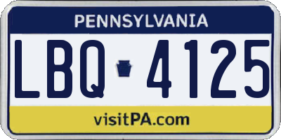 PA license plate LBQ4125
