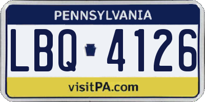 PA license plate LBQ4126