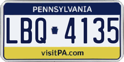 PA license plate LBQ4135