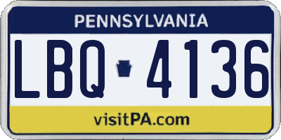 PA license plate LBQ4136