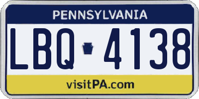 PA license plate LBQ4138